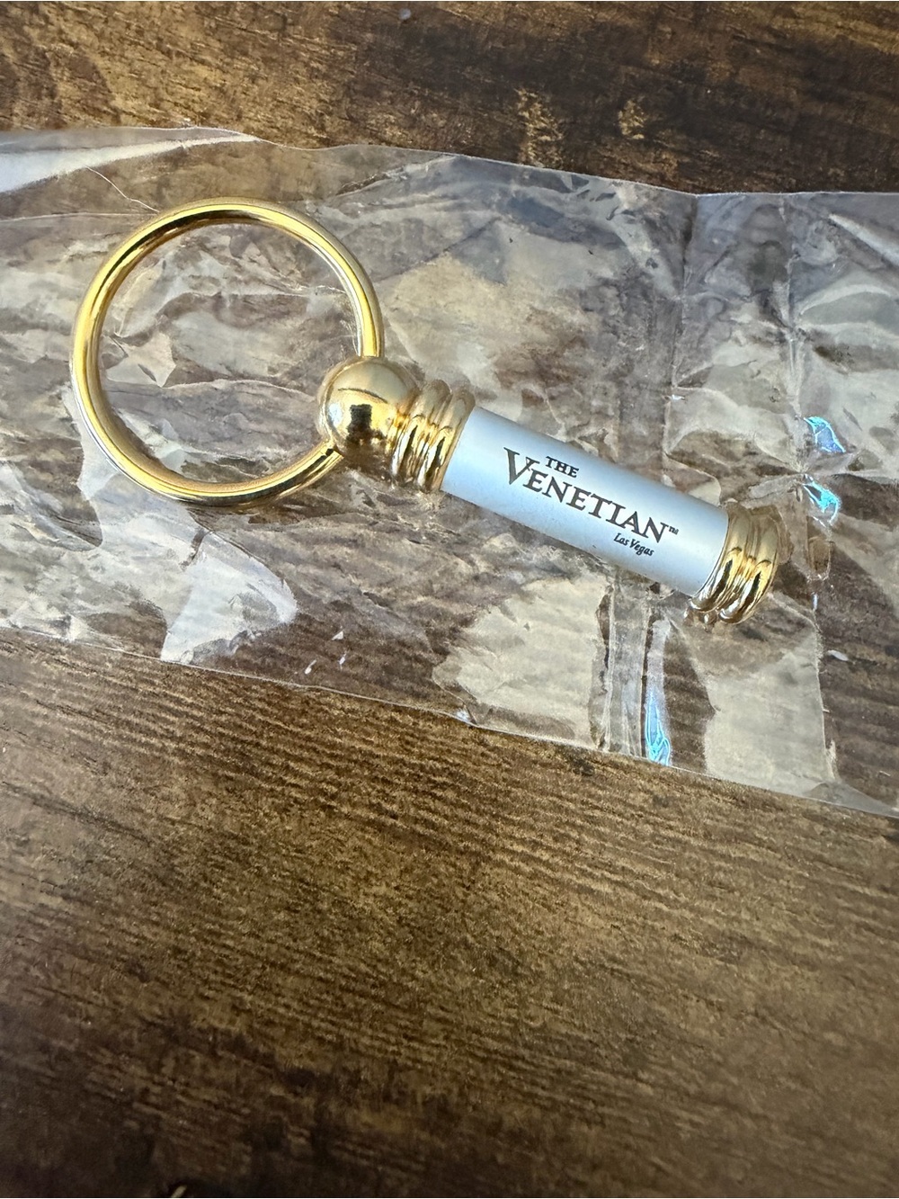 Gold & White Logo Key Ring